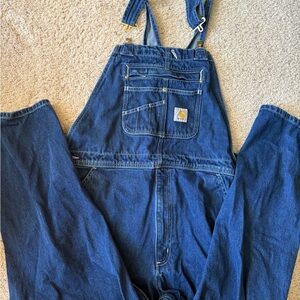 Carhartt Light Blue Denim Bib Overalls with Logo Patch